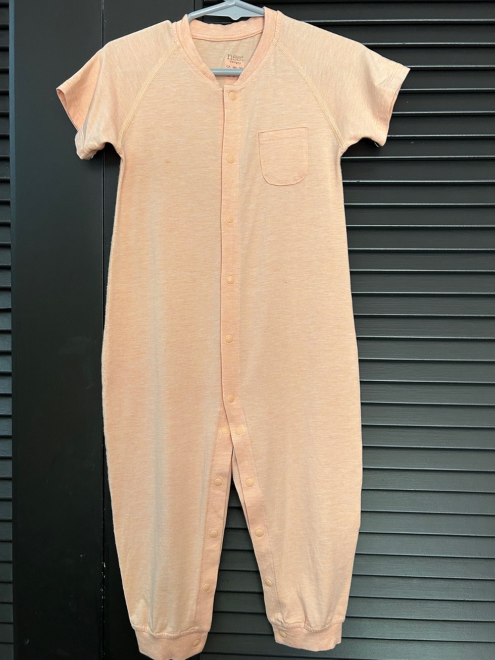 NEST Pantone Bellini Peach Baby Snap-Front Romper, Size 18-24 Months